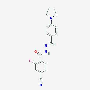 4-cyano-2-fluoro-N'-{(E)-[4-(pyrrolidin-1-yl)phenyl]methylidene}benzohydrazide