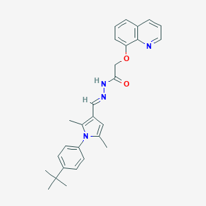 molecular formula C28H30N4O2 B328867 N'-{[1-(4-tert-butylphenyl)-2,5-dimethyl-1H-pyrrol-3-yl]methylene}-2-(8-quinolinyloxy)acetohydrazide 