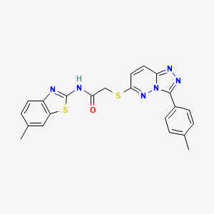 molecular formula C22H18N6OS2 B3288683 N-(6-methylbenzo[d]thiazol-2-yl)-2-((3-(p-tolyl)-[1,2,4]triazolo[4,3-b]pyridazin-6-yl)thio)acetamide CAS No. 852375-88-3