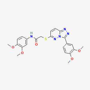 molecular formula C23H23N5O5S B3288724 N-(3,4-dimethoxyphenyl)-2-((3-(3,4-dimethoxyphenyl)-[1,2,4]triazolo[4,3-b]pyridazin-6-yl)thio)acetamide CAS No. 852437-59-3