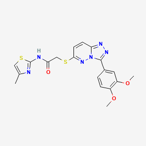 molecular formula C19H18N6O3S2 B3288728 2-((3-(3,4-dimethoxyphenyl)-[1,2,4]triazolo[4,3-b]pyridazin-6-yl)thio)-N-(4-methylthiazol-2-yl)acetamide CAS No. 852437-81-1