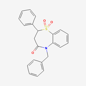 5-benzyl-2-phenyl-2,3-dihydrobenzo[b][1,4]thiazepin-4(5H)-one 1,1-dioxide