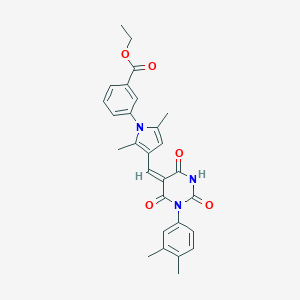 ethyl 3-{3-[(1-(3,4-dimethylphenyl)-2,4,6-trioxotetrahydro-5(2H)-pyrimidinylidene)methyl]-2,5-dimethyl-1H-pyrrol-1-yl}benzoate