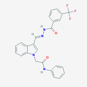 N-phenyl-2-{3-[(E)-(2-{[3-(trifluoromethyl)phenyl]carbonyl}hydrazinylidene)methyl]-1H-indol-1-yl}acetamide
