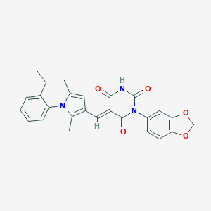 1-(1,3-benzodioxol-5-yl)-5-{[1-(2-ethylphenyl)-2,5-dimethyl-1H-pyrrol-3-yl]methylene}-2,4,6(1H,3H,5H)-pyrimidinetrione