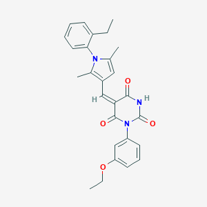 molecular formula C27H27N3O4 B328878 1-(3-ethoxyphenyl)-5-{[1-(2-ethylphenyl)-2,5-dimethyl-1H-pyrrol-3-yl]methylene}-2,4,6(1H,3H,5H)-pyrimidinetrione 