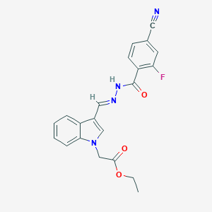 ethyl {3-[2-(4-cyano-2-fluorobenzoyl)carbohydrazonoyl]-1H-indol-1-yl}acetate