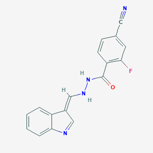 molecular formula C17H11FN4O B328883 4-cyano-2-fluoro-N'-[(Z)-indol-3-ylidenemethyl]benzohydrazide 