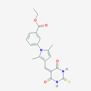 molecular formula C20H19N3O4S B328889 ethyl 3-{3-[(4,6-dioxo-2-thioxotetrahydro-5(2H)-pyrimidinylidene)methyl]-2,5-dimethyl-1H-pyrrol-1-yl}benzoate 