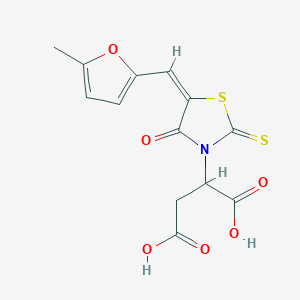 molecular formula C13H11NO6S2 B3288924 (E)-2-(5-((5-methylfuran-2-yl)methylene)-4-oxo-2-thioxothiazolidin-3-yl)succinic acid CAS No. 853904-07-1