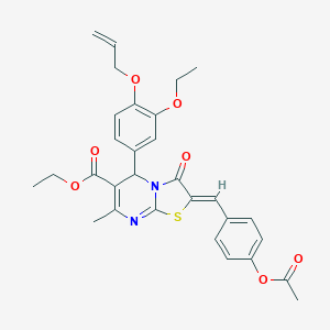molecular formula C30H30N2O7S B328895 ethyl 2-[4-(acetyloxy)benzylidene]-5-[4-(allyloxy)-3-ethoxyphenyl]-7-methyl-3-oxo-2,3-dihydro-5H-[1,3]thiazolo[3,2-a]pyrimidine-6-carboxylate 