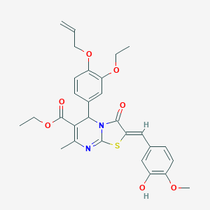 molecular formula C29H30N2O7S B328896 ethyl 5-[4-(allyloxy)-3-ethoxyphenyl]-2-(3-hydroxy-4-methoxybenzylidene)-7-methyl-3-oxo-2,3-dihydro-5H-[1,3]thiazolo[3,2-a]pyrimidine-6-carboxylate 