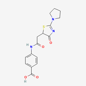 molecular formula C16H17N3O4S B3288967 4-{2-[4-Oxo-2-(pyrrolidin-1-yl)-4,5-dihydro-1,3-thiazol-5-yl]acetamido}benzoic acid CAS No. 854035-92-0