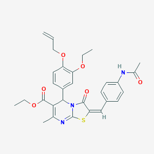 molecular formula C30H31N3O6S B328897 ethyl 2-[4-(acetylamino)benzylidene]-5-[4-(allyloxy)-3-ethoxyphenyl]-7-methyl-3-oxo-2,3-dihydro-5H-[1,3]thiazolo[3,2-a]pyrimidine-6-carboxylate 