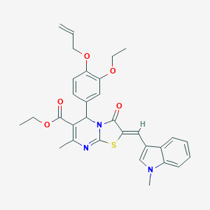 molecular formula C31H31N3O5S B328899 ethyl 5-[4-(allyloxy)-3-ethoxyphenyl]-7-methyl-2-[(1-methyl-1H-indol-3-yl)methylene]-3-oxo-2,3-dihydro-5H-[1,3]thiazolo[3,2-a]pyrimidine-6-carboxylate 