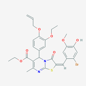 molecular formula C29H29BrN2O7S B328901 ethyl 5-[4-(allyloxy)-3-ethoxyphenyl]-2-(2-bromo-4-hydroxy-5-methoxybenzylidene)-7-methyl-3-oxo-2,3-dihydro-5H-[1,3]thiazolo[3,2-a]pyrimidine-6-carboxylate 