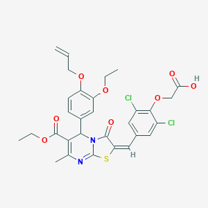 {4-[(5-[4-(allyloxy)-3-ethoxyphenyl]-6-(ethoxycarbonyl)-7-methyl-3-oxo-5H-[1,3]thiazolo[3,2-a]pyrimidin-2(3H)-ylidene)methyl]-2,6-dichlorophenoxy}acetic acid