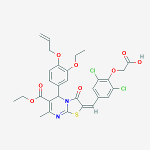 molecular formula C30H28Cl2N2O8S B328903 {4-[(5-[4-(allyloxy)-3-ethoxyphenyl]-6-(ethoxycarbonyl)-7-methyl-3-oxo-5H-[1,3]thiazolo[3,2-a]pyrimidin-2(3H)-ylidene)methyl]-2,6-dichlorophenoxy}acetic acid 