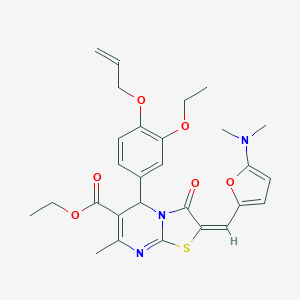 molecular formula C28H31N3O6S B328906 ethyl 5-[4-(allyloxy)-3-ethoxyphenyl]-2-{[5-(dimethylamino)-2-furyl]methylene}-7-methyl-3-oxo-2,3-dihydro-5H-[1,3]thiazolo[3,2-a]pyrimidine-6-carboxylate 