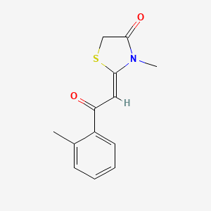 molecular formula C13H13NO2S B3289133 (2Z)-3-甲基-2-[2-(2-甲基苯基)-2-氧代乙亚基lidene]-1,3-噻唑烷-4-酮 CAS No. 855715-12-7