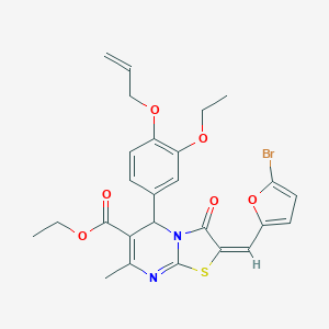 molecular formula C26H25BrN2O6S B328914 ethyl (2E)-5-[4-(allyloxy)-3-ethoxyphenyl]-2-[(5-bromo-2-furyl)methylene]-7-methyl-3-oxo-2,3-dihydro-5H-[1,3]thiazolo[3,2-a]pyrimidine-6-carboxylate 