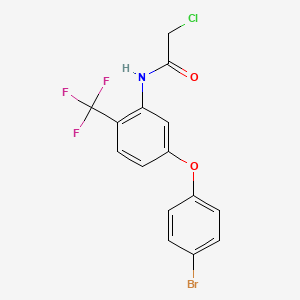 molecular formula C15H10BrClF3NO2 B3289141 N-[5-(4-bromophenoxy)-2-(trifluoromethyl)phenyl]-2-chloroacetamide CAS No. 855715-45-6