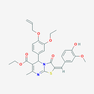 molecular formula C29H30N2O7S B328915 ethyl 5-[4-(allyloxy)-3-ethoxyphenyl]-2-(4-hydroxy-3-methoxybenzylidene)-7-methyl-3-oxo-2,3-dihydro-5H-[1,3]thiazolo[3,2-a]pyrimidine-6-carboxylate 