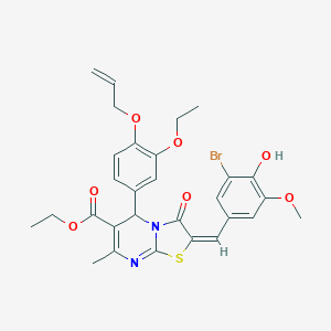 molecular formula C29H29BrN2O7S B328917 ethyl 5-[4-(allyloxy)-3-ethoxyphenyl]-2-(3-bromo-4-hydroxy-5-methoxybenzylidene)-7-methyl-3-oxo-2,3-dihydro-5H-[1,3]thiazolo[3,2-a]pyrimidine-6-carboxylate 
