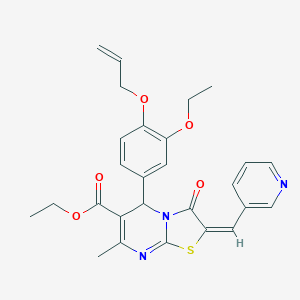 molecular formula C27H27N3O5S B328919 ethyl 5-[4-(allyloxy)-3-ethoxyphenyl]-7-methyl-3-oxo-2-(3-pyridinylmethylene)-2,3-dihydro-5H-[1,3]thiazolo[3,2-a]pyrimidine-6-carboxylate 