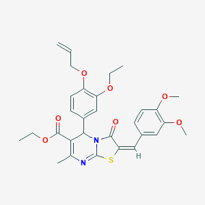 molecular formula C30H32N2O7S B328920 ethyl 5-[4-(allyloxy)-3-ethoxyphenyl]-2-(3,4-dimethoxybenzylidene)-7-methyl-3-oxo-2,3-dihydro-5H-[1,3]thiazolo[3,2-a]pyrimidine-6-carboxylate 