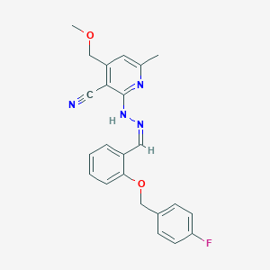 molecular formula C23H21FN4O2 B328922 2-(2-{2-[(4-Fluorobenzyl)oxy]benzylidene}hydrazino)-4-(methoxymethyl)-6-methylnicotinonitrile 