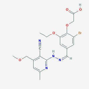 molecular formula C20H21BrN4O5 B328923 (2-Bromo-4-{2-[3-cyano-4-(methoxymethyl)-6-methyl-2-pyridinyl]carbohydrazonoyl}-6-ethoxyphenoxy)acetic acid 