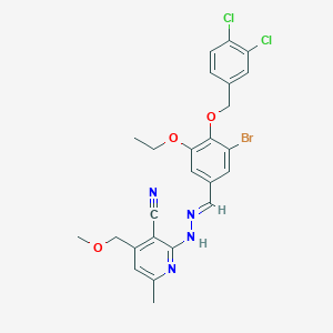 2-(2-{3-Bromo-4-[(3,4-dichlorobenzyl)oxy]-5-ethoxybenzylidene}hydrazino)-4-(methoxymethyl)-6-methylnicotinonitrile