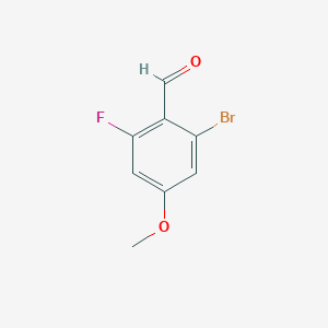 molecular formula C8H6BrFO2 B3289250 2-溴-6-氟-4-甲氧基苯甲醛 CAS No. 856767-10-7