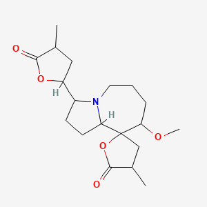 8-Methoxy-3'-methyl-3-(4-methyl-5-oxooxolan-2-yl)spiro[1,2,3,5,6,7,8,9a-octahydropyrrolo[1,2-a]azepine-9,5'-oxolane]-2'-one