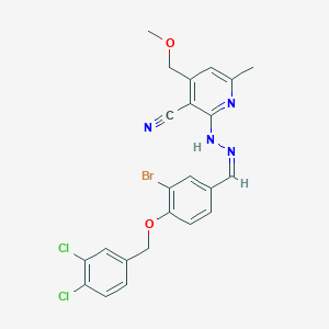 molecular formula C23H19BrCl2N4O2 B328931 2-(2-{3-Bromo-4-[(3,4-dichlorobenzyl)oxy]benzylidene}hydrazino)-4-(methoxymethyl)-6-methylnicotinonitrile 