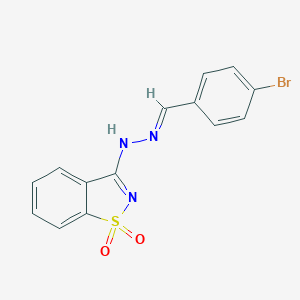 molecular formula C14H10BrN3O2S B328938 4-Bromobenzaldehyde (1,1-dioxido-1,2-benzisothiazol-3-yl)hydrazone 