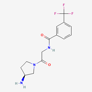 molecular formula C14H16F3N3O2 B3289397 (S)-N-(2-(3-Aminopyrrolidin-1-yl)-2-oxoethyl)-3-(trifluoromethyl)benzamide CAS No. 857650-90-9