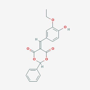 molecular formula C19H16O6 B328941 5-(3-Ethoxy-4-hydroxybenzylidene)-2-phenyl-1,3-dioxane-4,6-dione 