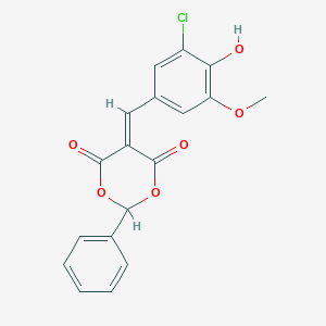 molecular formula C18H13ClO6 B328945 5-(3-Chloro-4-hydroxy-5-methoxybenzylidene)-2-phenyl-1,3-dioxane-4,6-dione 