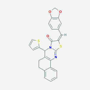 10-(1,3-benzodioxol-5-ylmethylene)-7-(2-thienyl)-5,7-dihydro-6H-benzo[h][1,3]thiazolo[2,3-b]quinazolin-9(10H)-one