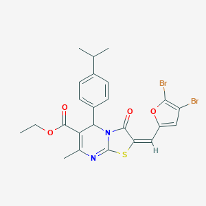 molecular formula C24H22Br2N2O4S B328950 ethyl 2-[(4,5-dibromo-2-furyl)methylene]-5-(4-isopropylphenyl)-7-methyl-3-oxo-2,3-dihydro-5H-[1,3]thiazolo[3,2-a]pyrimidine-6-carboxylate 