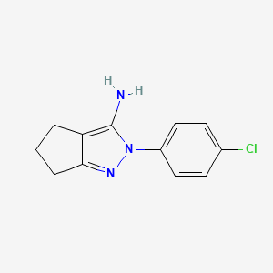 molecular formula C12H12ClN3 B3289531 2-(4-chlorophenyl)-2H,4H,5H,6H-cyclopenta[c]pyrazol-3-amine CAS No. 858668-65-2