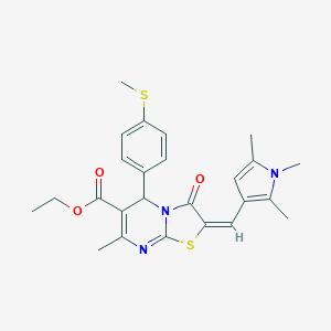ethyl (2E)-7-methyl-5-[4-(methylsulfanyl)phenyl]-3-oxo-2-[(1,2,5-trimethyl-1H-pyrrol-3-yl)methylidene]-2,3-dihydro-5H-[1,3]thiazolo[3,2-a]pyrimidine-6-carboxylate