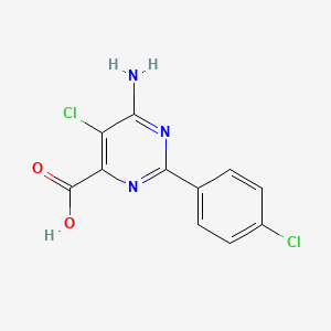molecular formula C11H7Cl2N3O2 B3289542 6-Amino-5-chloro-2-(4-chlorophenyl)pyrimidine-4-carboxylic acid CAS No. 858955-38-1