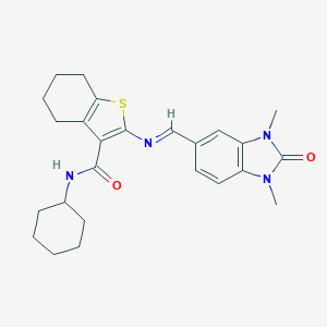N-cyclohexyl-2-{[(1,3-dimethyl-2-oxo-2,3-dihydro-1H-benzimidazol-5-yl)methylene]amino}-4,5,6,7-tetrahydro-1-benzothiophene-3-carboxamide