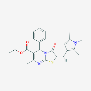 ETHYL (2E)-7-METHYL-3-OXO-5-PHENYL-2-[(1,2,5-TRIMETHYL-1H-PYRROL-3-YL)METHYLIDENE]-2H,3H,5H-[1,3]THIAZOLO[3,2-A]PYRIMIDINE-6-CARBOXYLATE