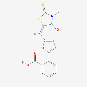 molecular formula C16H11NO4S2 B328964 2-{5-[(3-Methyl-4-oxo-2-thioxo-1,3-thiazolidin-5-ylidene)methyl]-2-furyl}benzoic acid 