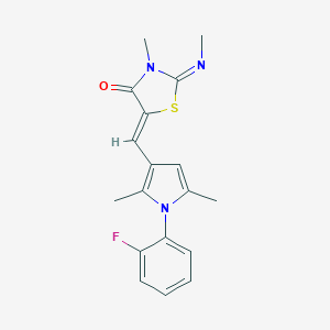 molecular formula C18H18FN3OS B328967 5-{[1-(2-fluorophenyl)-2,5-dimethyl-1H-pyrrol-3-yl]methylene}-3-methyl-2-(methylimino)-1,3-thiazolidin-4-one 