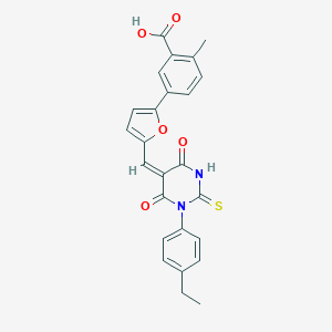 5-{5-[(1-(4-ethylphenyl)-4,6-dioxo-2-thioxotetrahydro-5(2H)-pyrimidinylidene)methyl]-2-furyl}-2-methylbenzoic acid